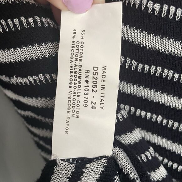Armani Collezioni Italy Striped Navy White Top Women's L Long Sleeve Pullover - Picture 11 of 16
